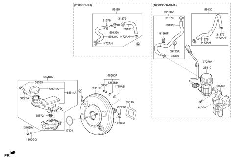 2020 Hyundai Elantra Korean made Brake Master Cylinder & Booster Diagram