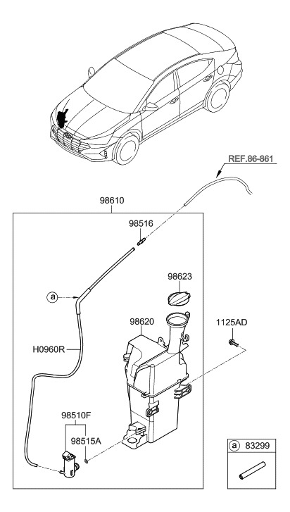 2020 Hyundai Elantra Korean made Windshield Washer Diagram