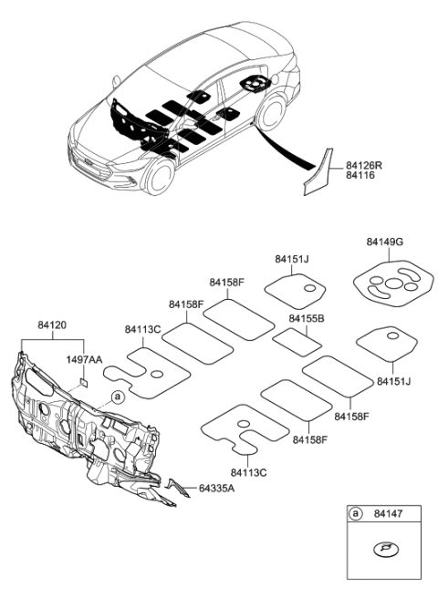2020 Hyundai Elantra Pad Assembly-Isolation Dash Panel Diagram for 84120-F2600