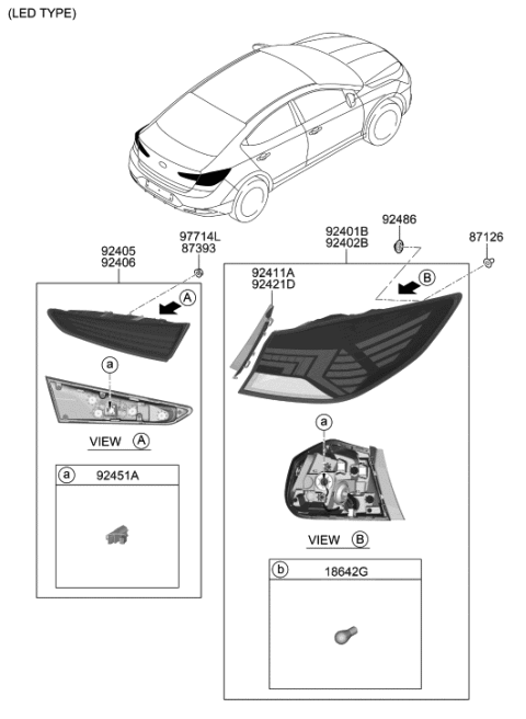2020 Hyundai Elantra Korean made Rear Combination Lamp Diagram 2