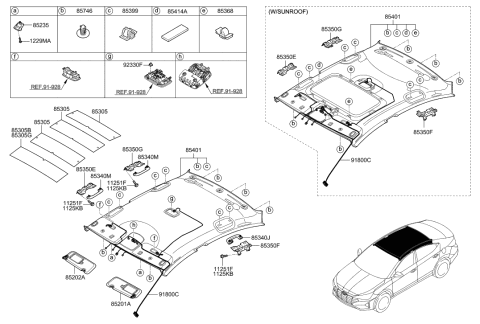 2020 Hyundai Elantra Sun Visor Assembly, Right Diagram for 85220-F2100-XUG