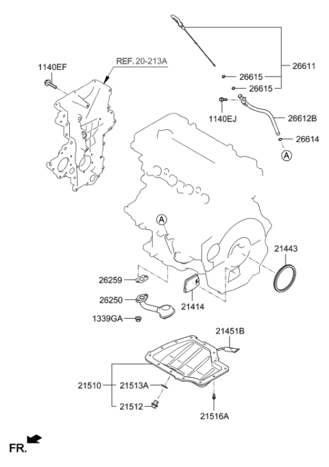 2020 Hyundai Elantra Belt Cover & Oil Pan Diagram 1