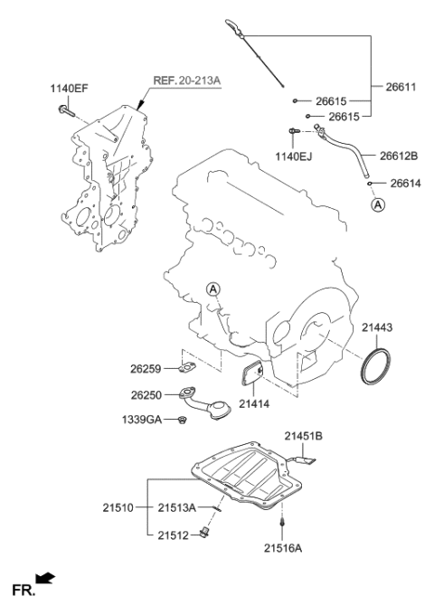 2019 Hyundai Elantra Belt Cover & Oil Pan Diagram 1