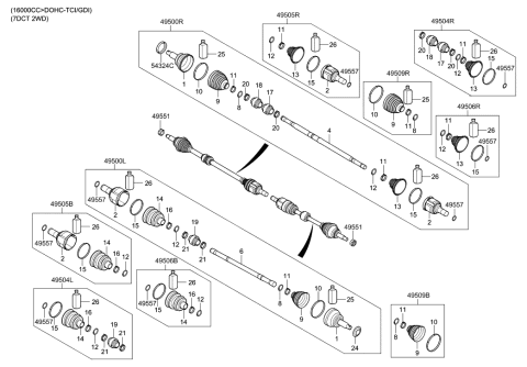 2020 Hyundai Elantra Korean made Drive Shaft (Front) Diagram 3