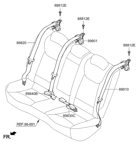 2020 Hyundai Elantra Korean made Rear Seat Belt Diagram