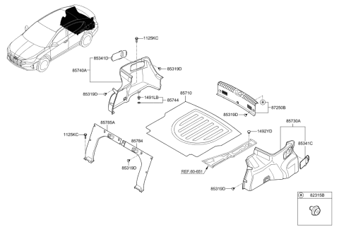 2006 Hyundai Tiburon Plug-Trim Mounting Diagram for 85746-29000-TRY