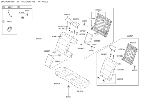 2019 Hyundai Elantra Rear Seat Cushion Covering, Left Diagram for 89360-F2500-SVS