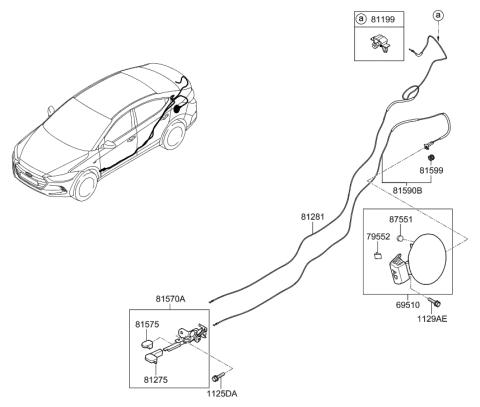 2020 Hyundai Elantra Korean made Fuel Filler Door Diagram