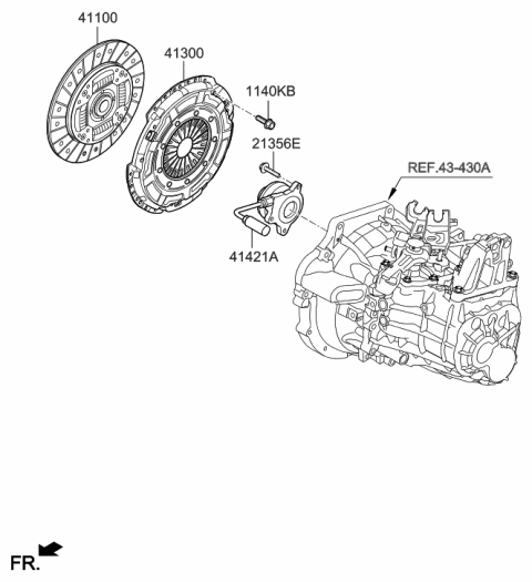 2020 Hyundai Elantra Korean made Clutch & Release Fork Diagram 2