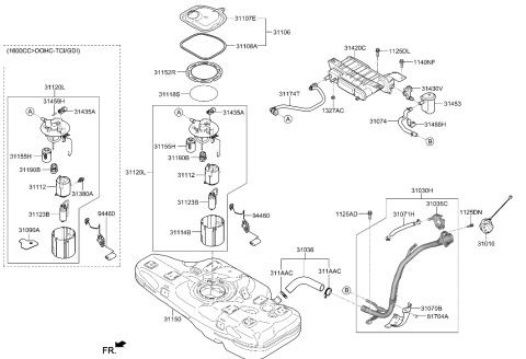 2020 Hyundai Elantra Korean made Fuel System Diagram 1
