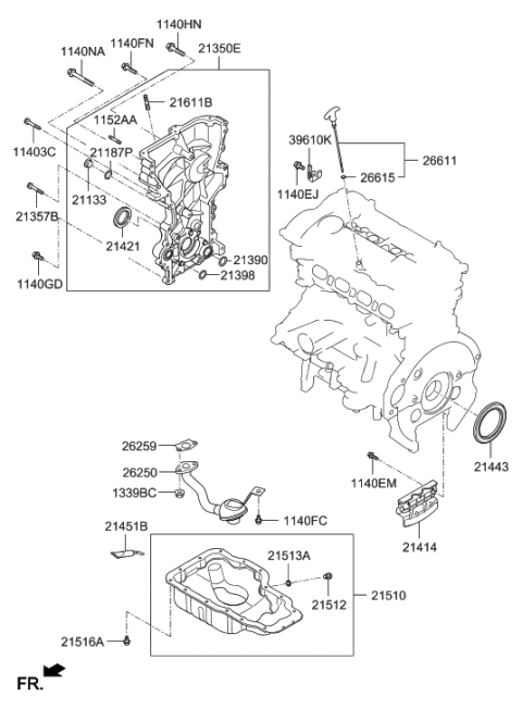 2019 Hyundai Elantra Belt Cover & Oil Pan Diagram 2