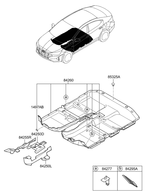2019 Hyundai Elantra Carpet Assembly-Floor Diagram for 84260-F2550-TRY