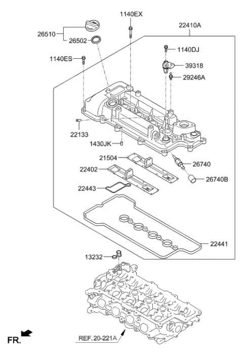2020 Hyundai Elantra Korean made Rocker Cover Diagram 1