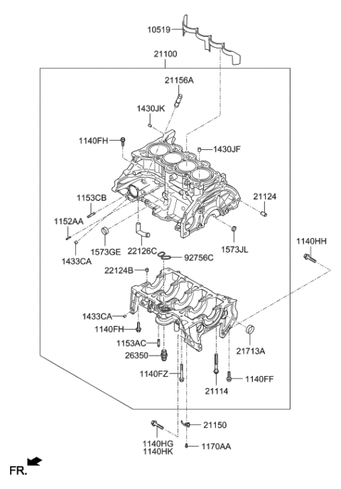 2019 Hyundai Elantra Korean made Cylinder Block Diagram 2