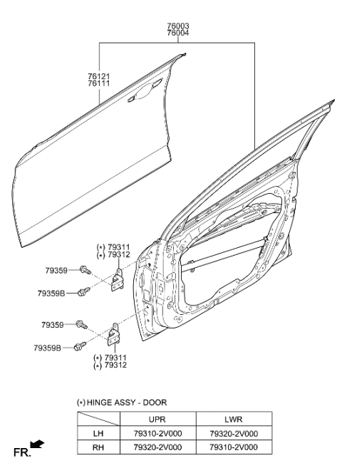 2020 Hyundai Elantra Panel-Front Door Outer,RH Diagram for 76121-F2000