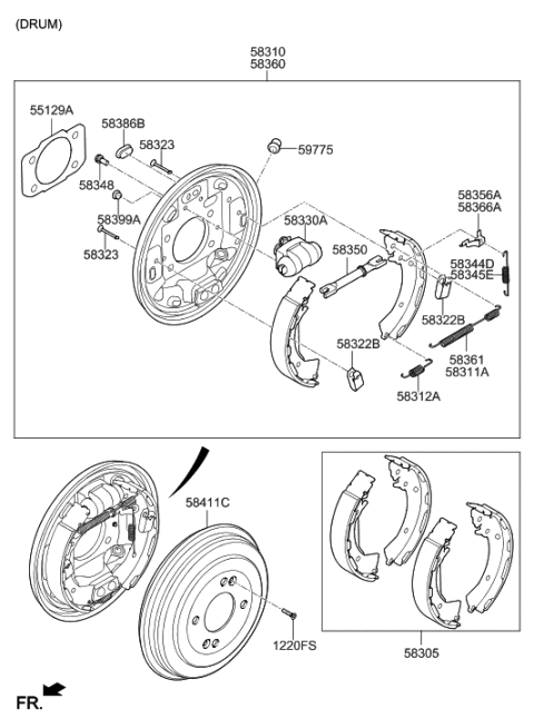2020 Hyundai Elantra Korean made Rear Wheel Brake Diagram 2