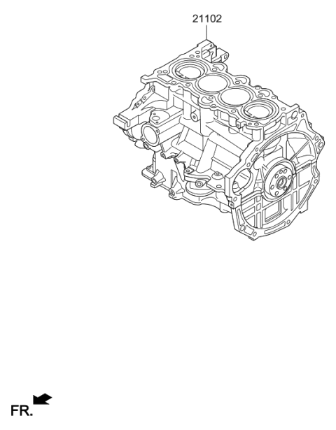 2020 Hyundai Elantra Korean made Short Engine Assy Diagram 1