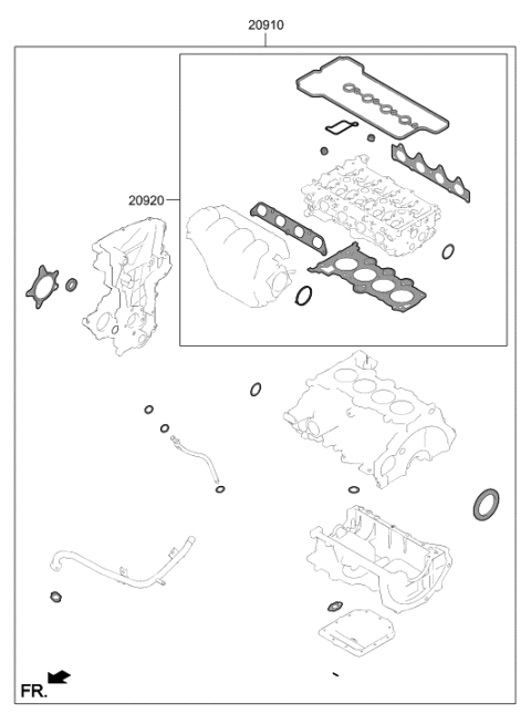2020 Hyundai Elantra Engine Gasket Kit Diagram 1
