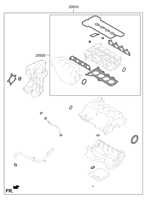 2020 Hyundai Elantra Korean made Engine Gasket Kit Diagram 1