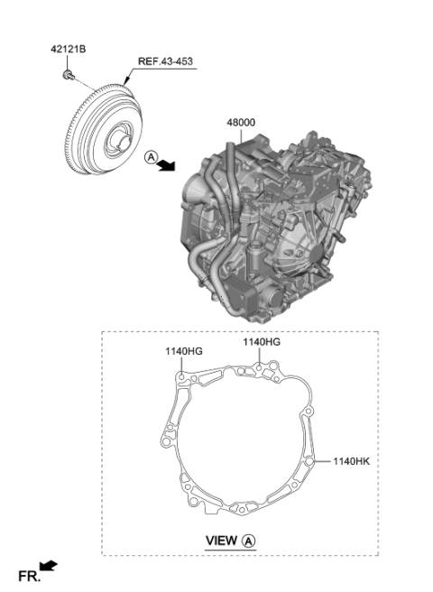 2020 Hyundai Elantra Ata & Torque Converter Assembly Diagram for 45000-2F550