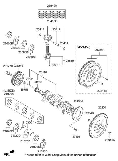 2020 Hyundai Elantra Korean made Crankshaft & Piston Diagram 1