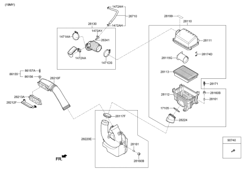 2020 Hyundai Elantra Korean made Air Cleaner Diagram 3