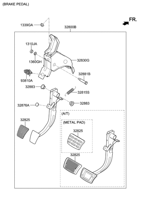 2020 Hyundai Elantra Korean made Brake & Clutch Pedal Diagram 1