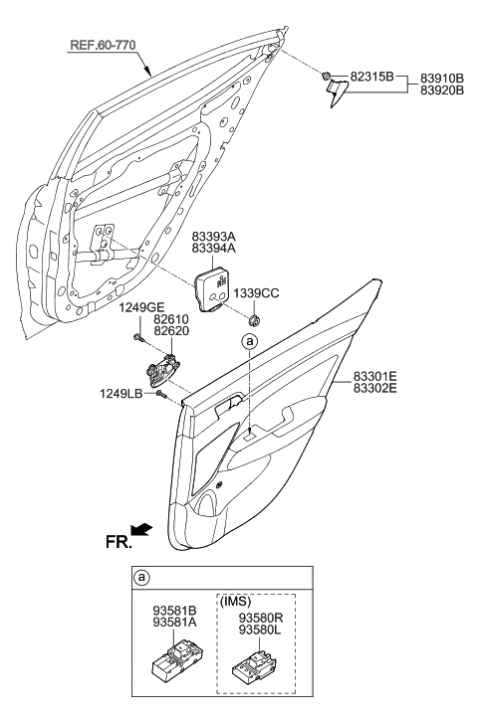 2020 Hyundai Elantra Korean made Rear Door Trim Diagram