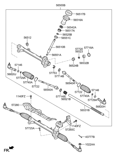 2020 Hyundai Elantra Korean made Power Steering Gear Box Diagram