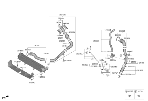 2020 Hyundai Elantra Korean made Turbocharger & Intercooler Diagram