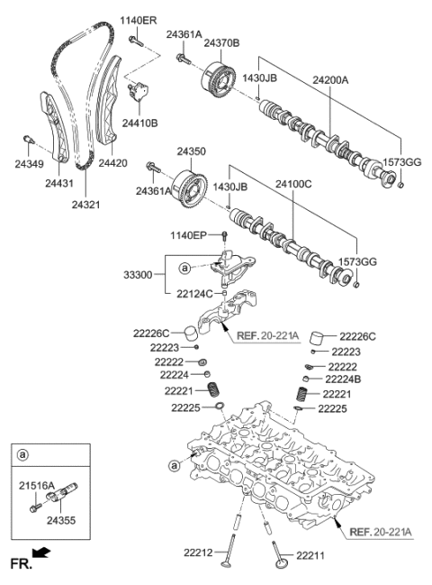 2020 Hyundai Elantra Korean made Camshaft & Valve Diagram 1