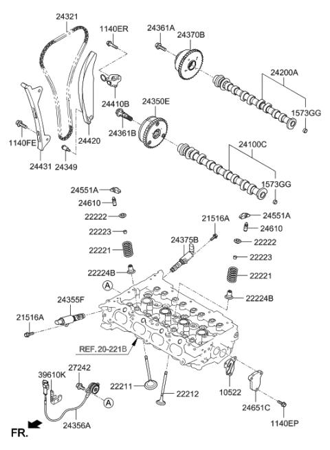 2020 Hyundai Elantra Korean made Camshaft & Valve Diagram 2