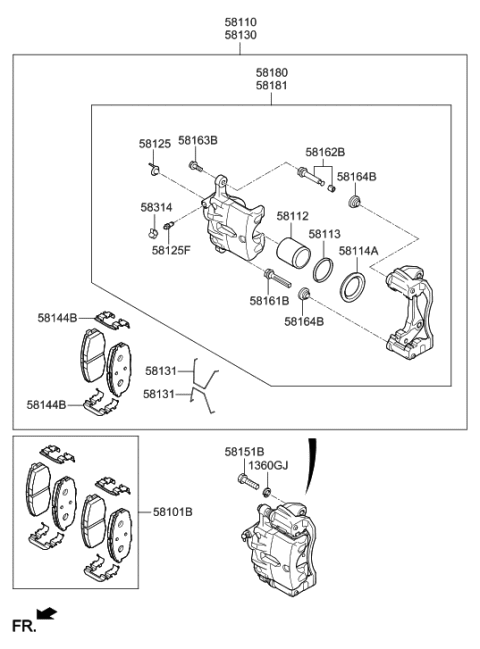 2019 Hyundai Elantra Front Wheel Brake Diagram