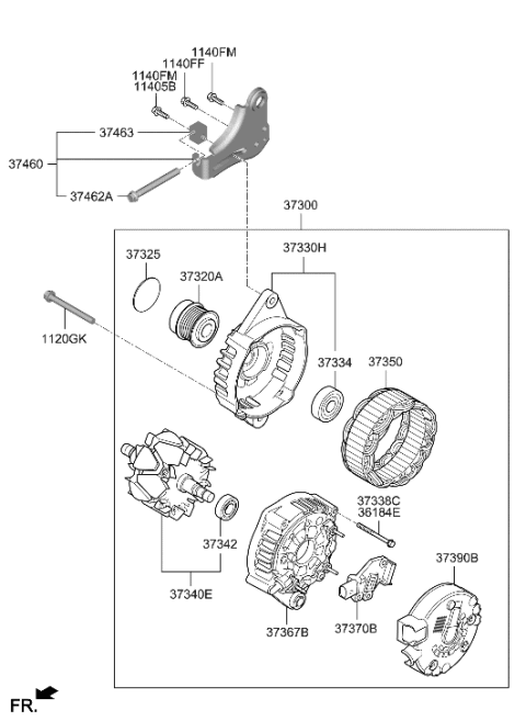 2020 Hyundai Elantra Korean made Alternator Diagram 1