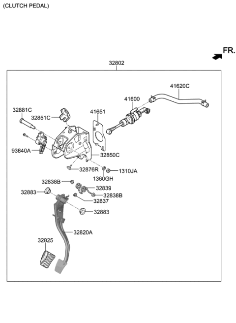 2019 Hyundai Elantra Pedal Assembly-Clutch Diagram for 32802-F2LD0