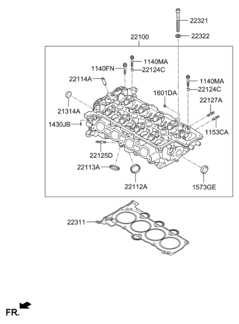2020 Hyundai Elantra Korean made Cylinder Head Diagram 1