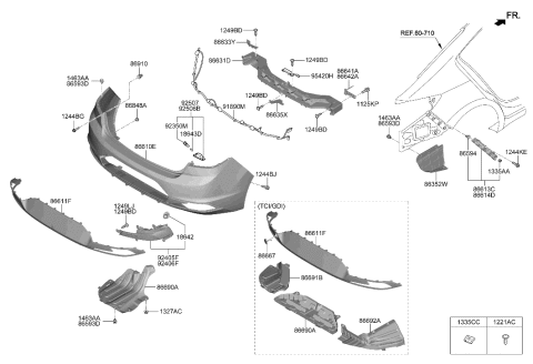 2006 Hyundai Tiburon Cover Assembly-RR Bumper UPR Diagram for 86611-F2AA0