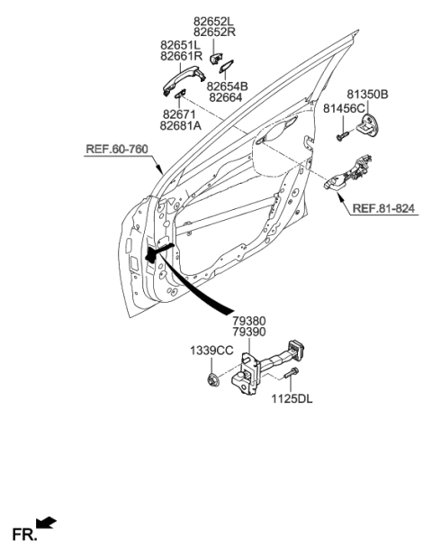 2020 Hyundai Elantra Korean made Front Door Locking Diagram