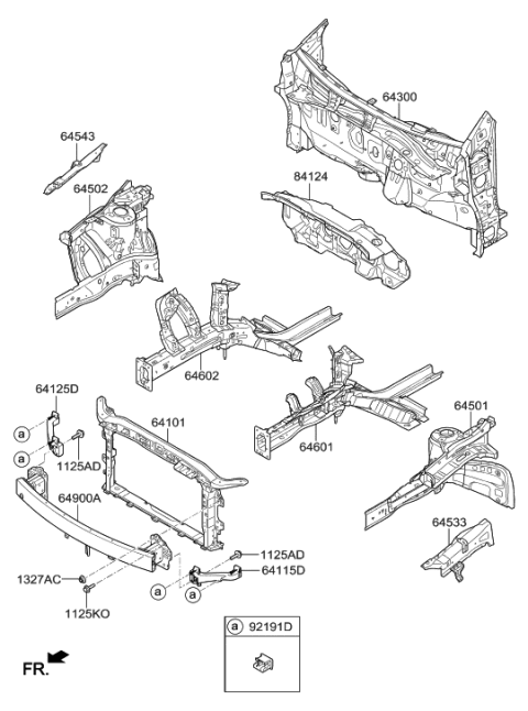 2016 Hyundai Elantra US Alabama made Fender Apron & Radiator Support Panel Diagram