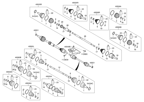 2017 Hyundai Elantra US Alabama made Drive Shaft (Front) Diagram