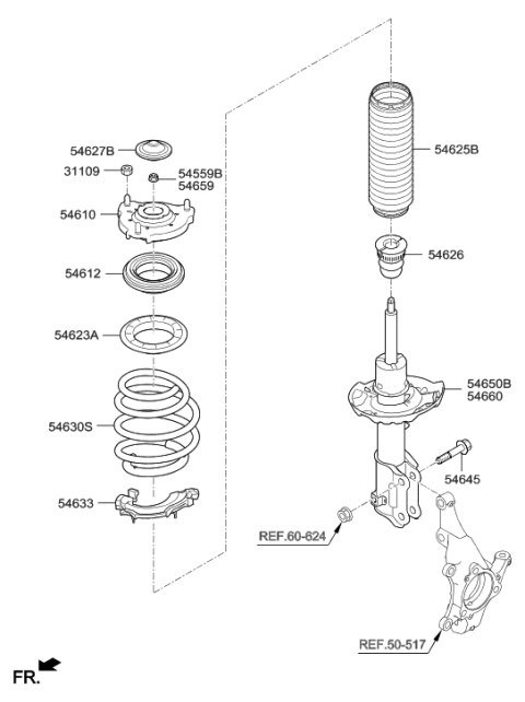 2018 Hyundai Elantra Strut Assembly, Front, Left Diagram for 54651-F3800