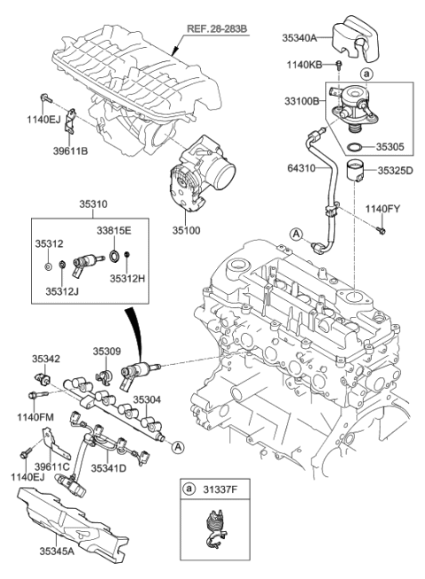 2001 Hyundai Tiburon Injector Assembly-Fuel Diagram for 35310-2E000