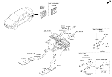 2016 Hyundai Elantra US Alabama made Heater System-Duct & Hose Diagram