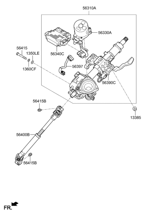 2016 Hyundai Elantra Column & Housing Assembly Diagram for 56390-F2200