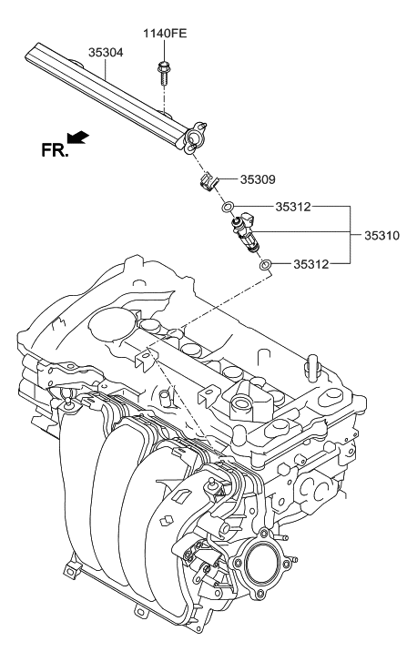 2016 Hyundai Elantra US Alabama made Throttle Body & Injector Diagram 1