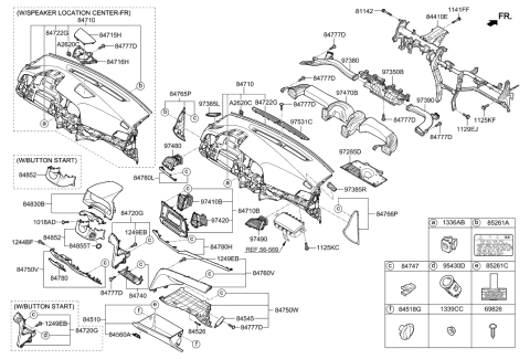 2016 Hyundai Elantra US Alabama made Crash Pad Diagram