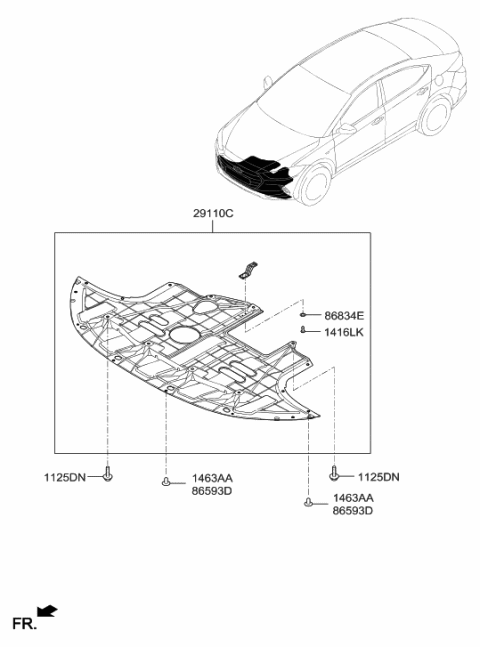 2017 Hyundai Elantra Panel Assembly-Under Cover Diagram for 29110-F3300