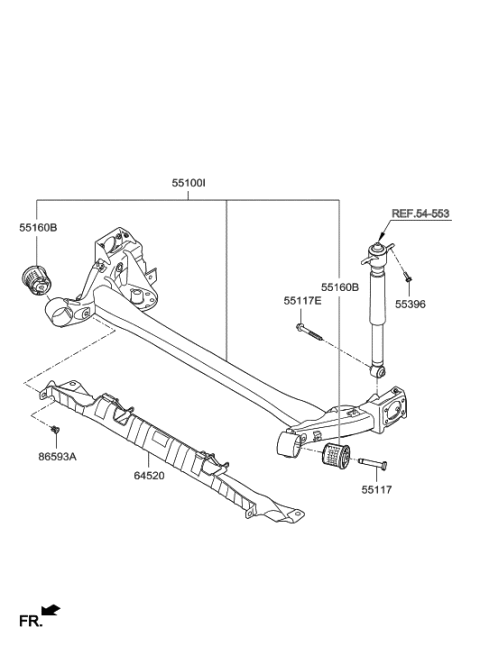2003 Hyundai Tiburon Torsion Axle Complete Diagram for 55100-F2000