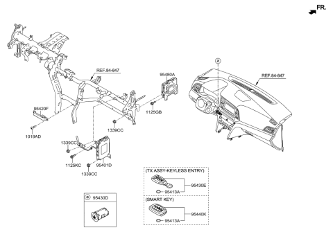 2016 Hyundai Elantra Smart Key Fob Diagram for 95440-F3000