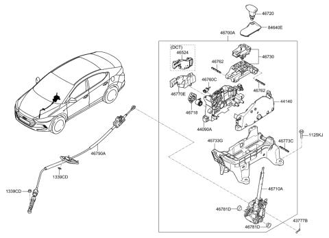 2017 Hyundai Elantra US Alabama made Shift Lever Control (ATM) Diagram